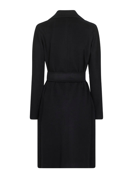 Black broadcloth DRAVENNA robe coat