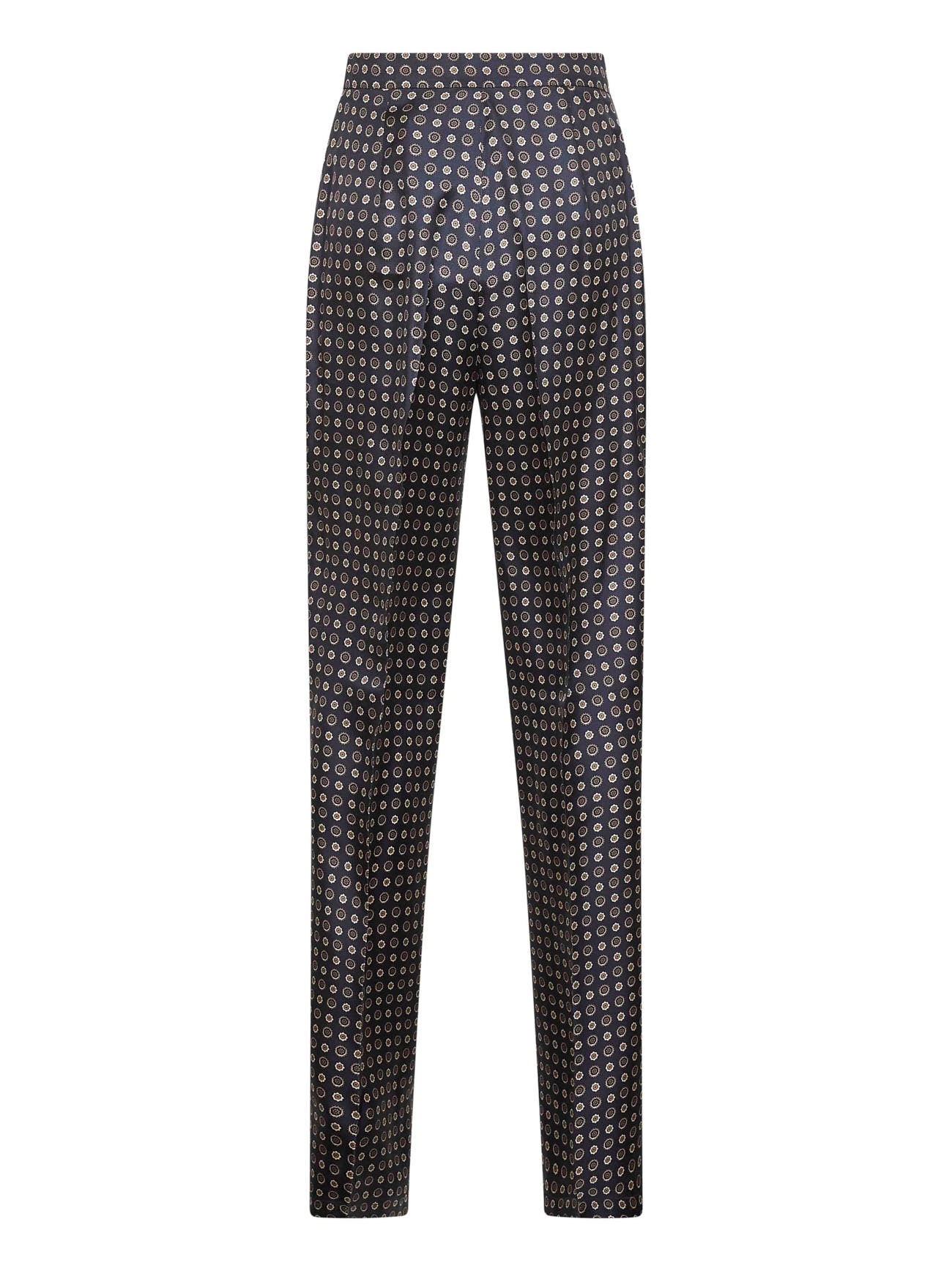 Blue printed twill FAUNA straight trousers