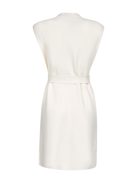 White knit ABETE long vest