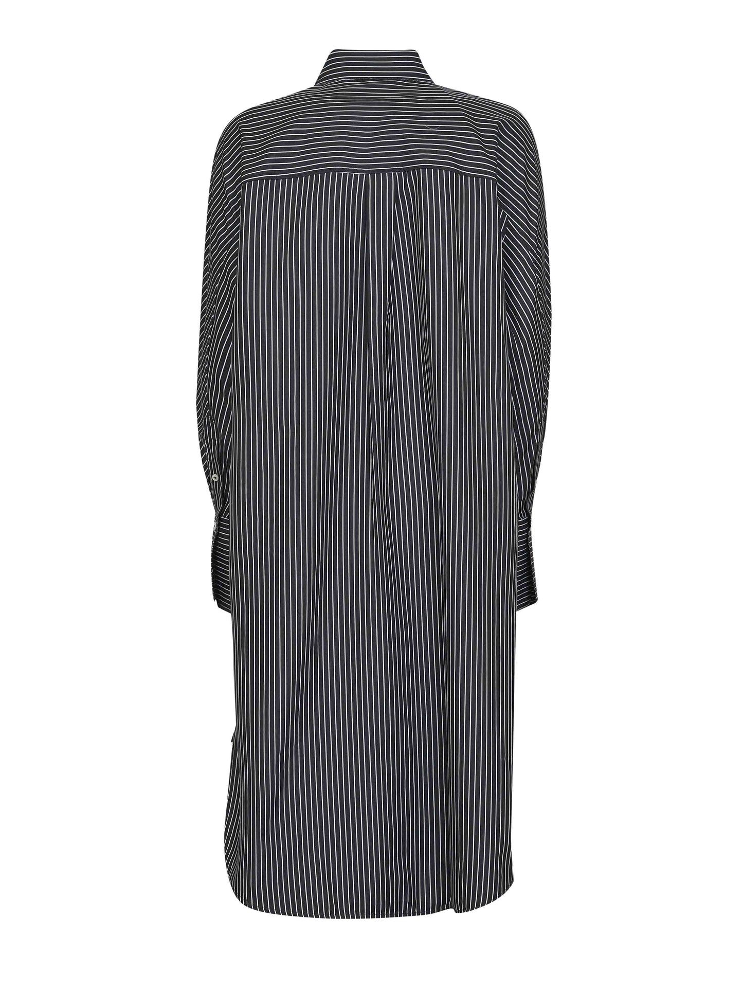 Black and white striped cotton shirt dress