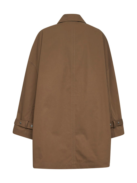 Giacca trench oversize in cotone organico marrone