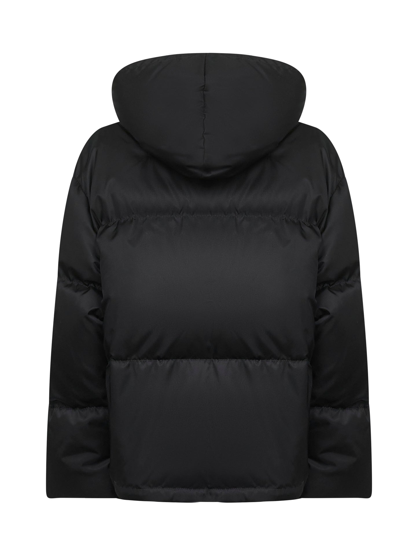 Piumino con cappuccio in Re-Nylon nero