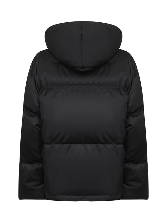 Piumino con cappuccio in Re-Nylon nero
