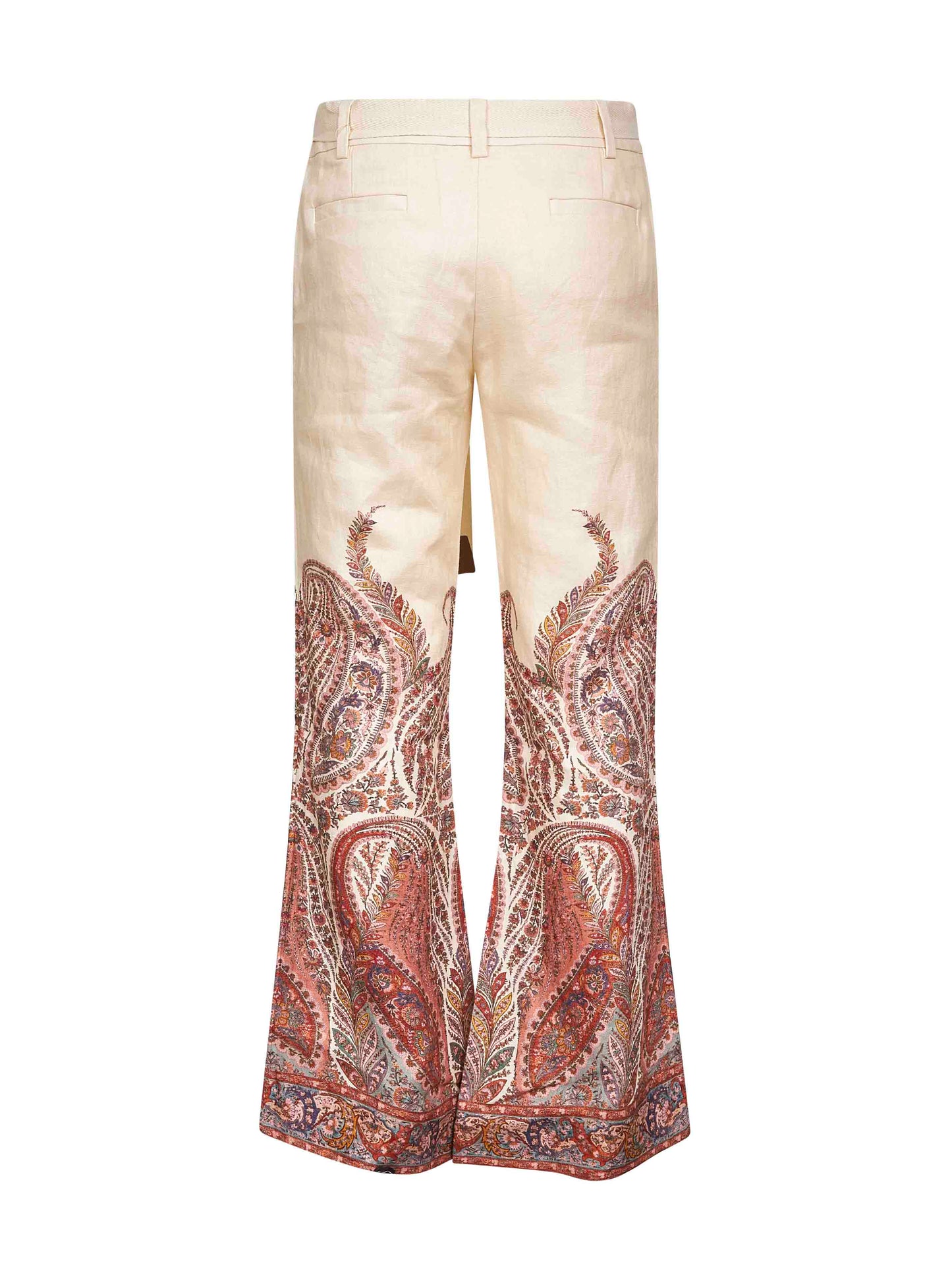 Cream Paisley linen Rhiannon flared trousers