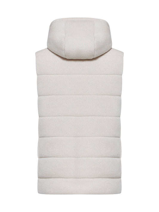 Gilet imbottito con cappuccio in maglia rosa