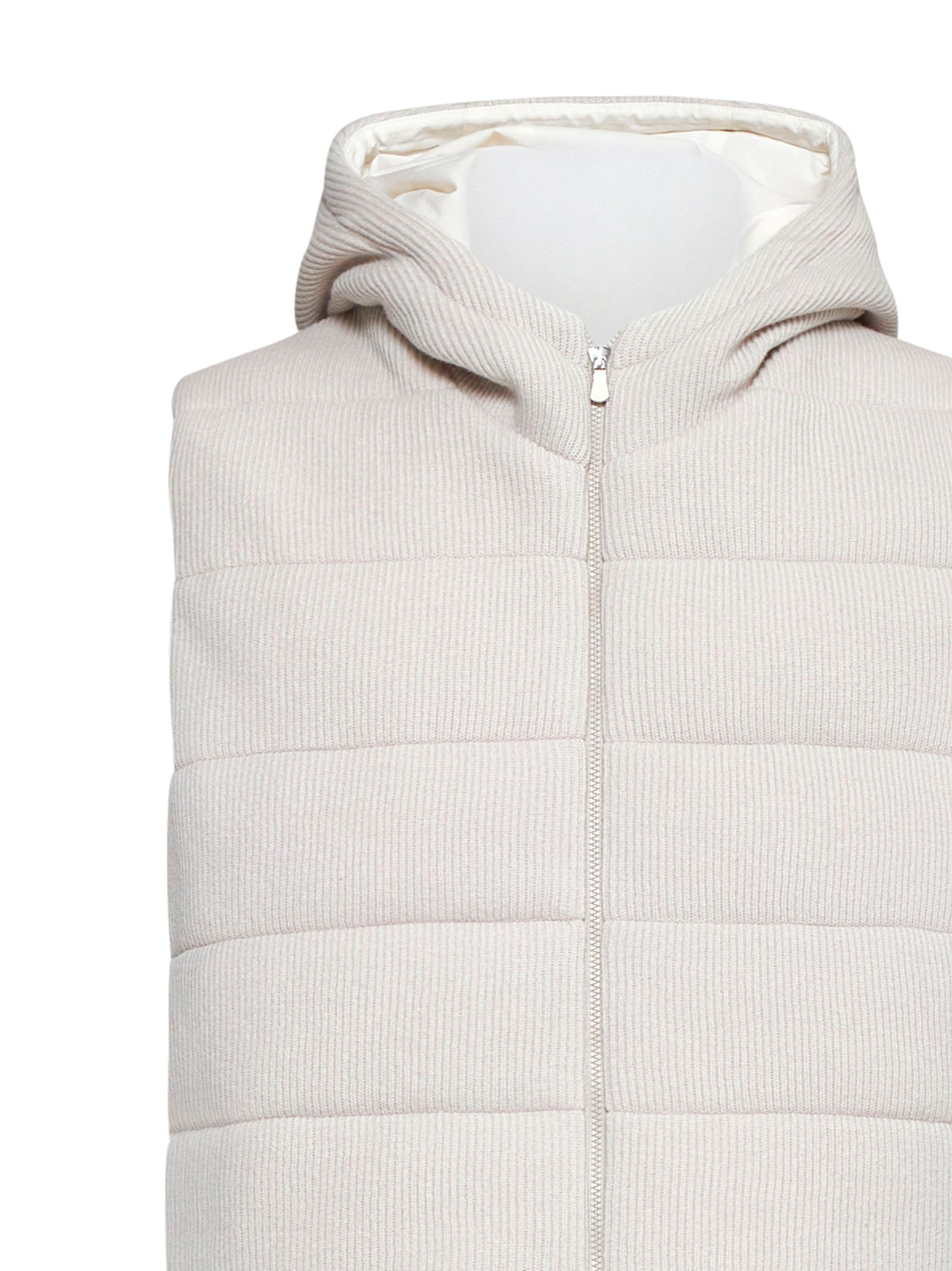 Pink knit padded hooded vest