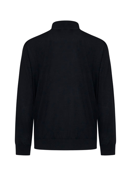 Black virgin wool mock neck sweater