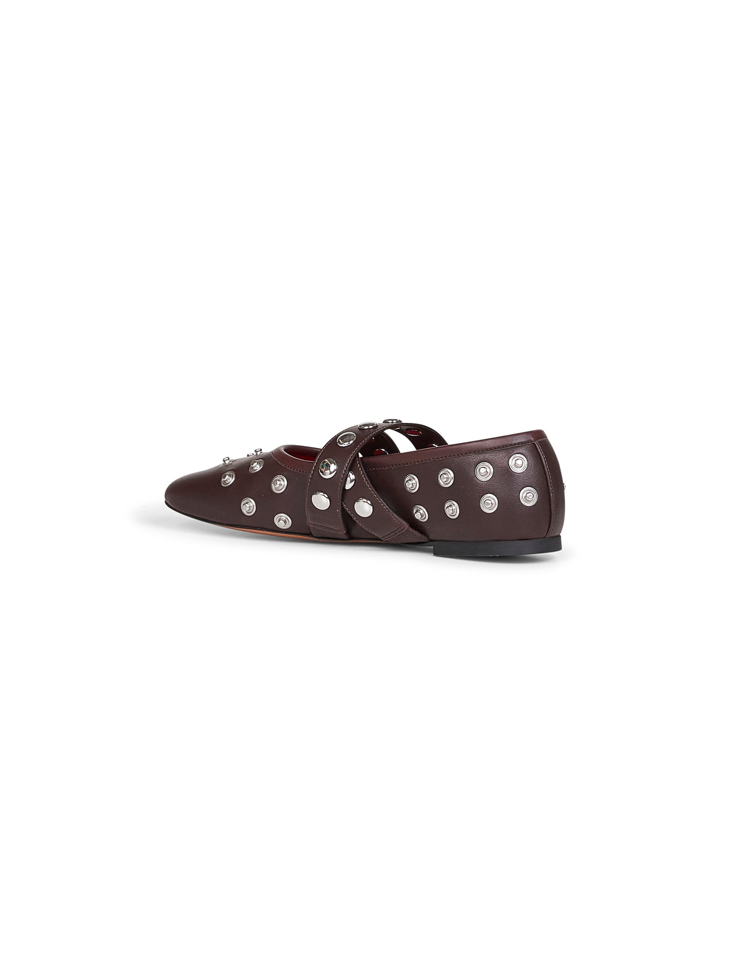 Brown Ryder Popper-Studded ballet flats