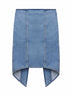 Light blue cotton denim layered midi skirt