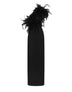 Black stretch cady long one-shoulder dress