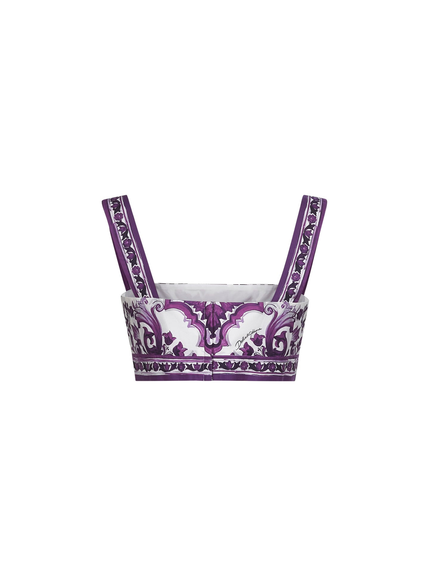 Maiolica print poplin bralette top