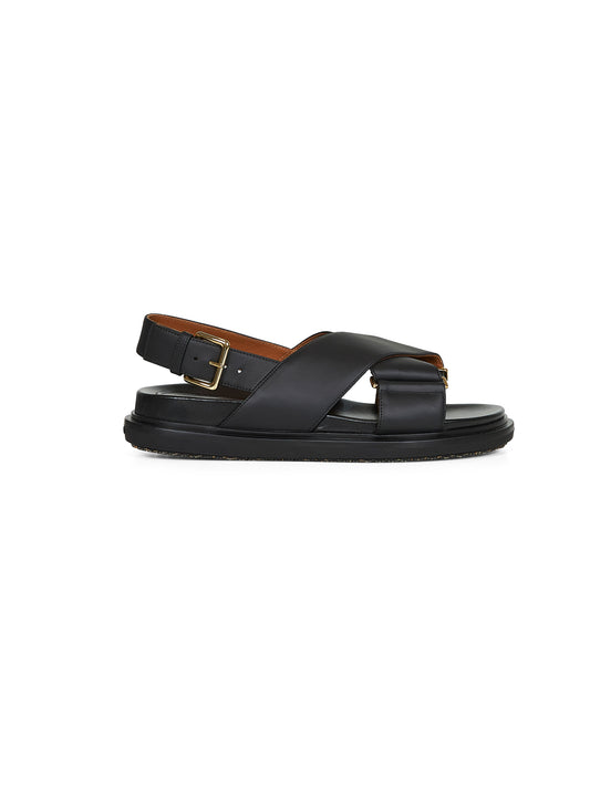 Black calfskin Fussbett sandals