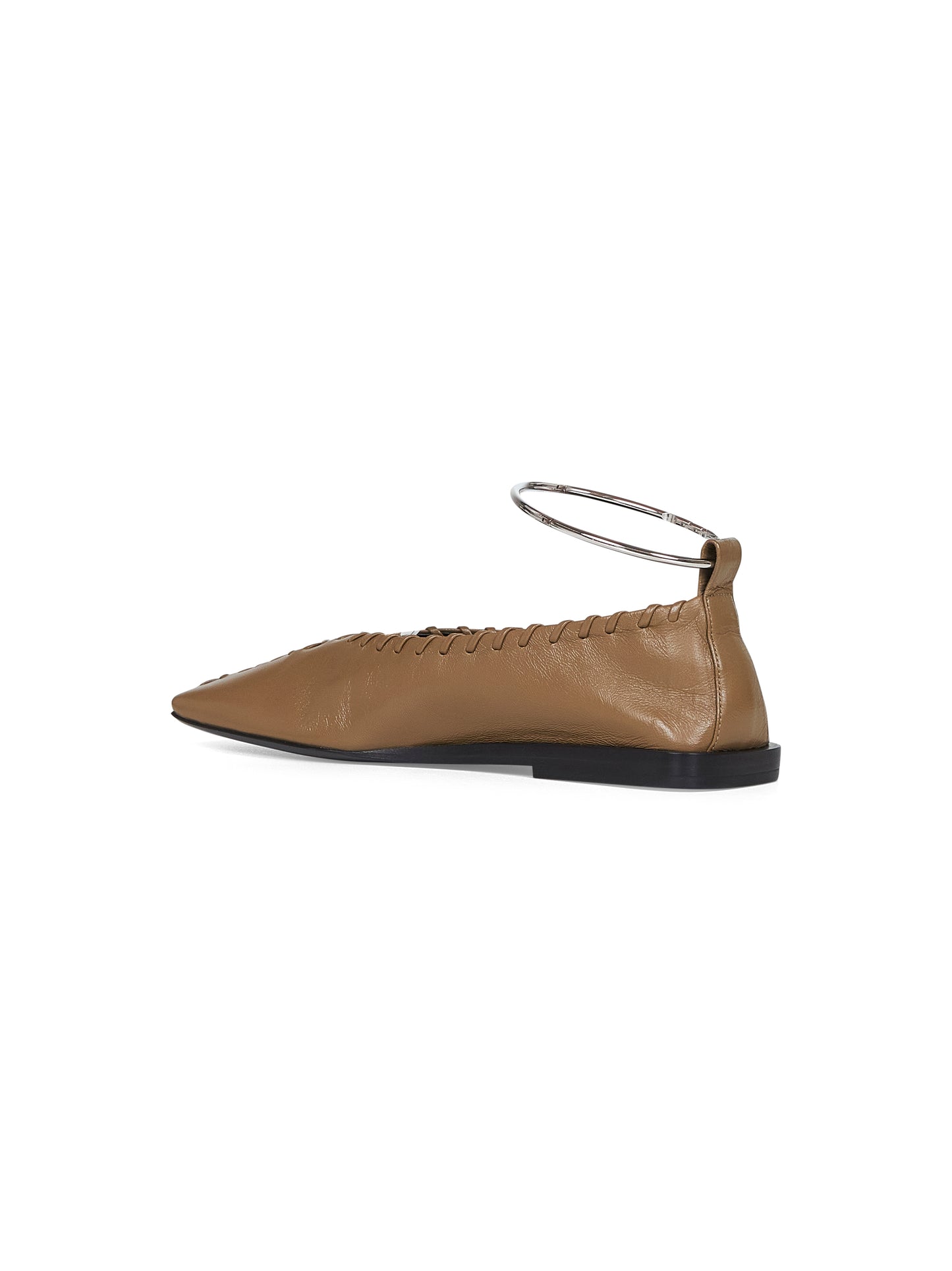 Green nappa leather Ring ballet flats