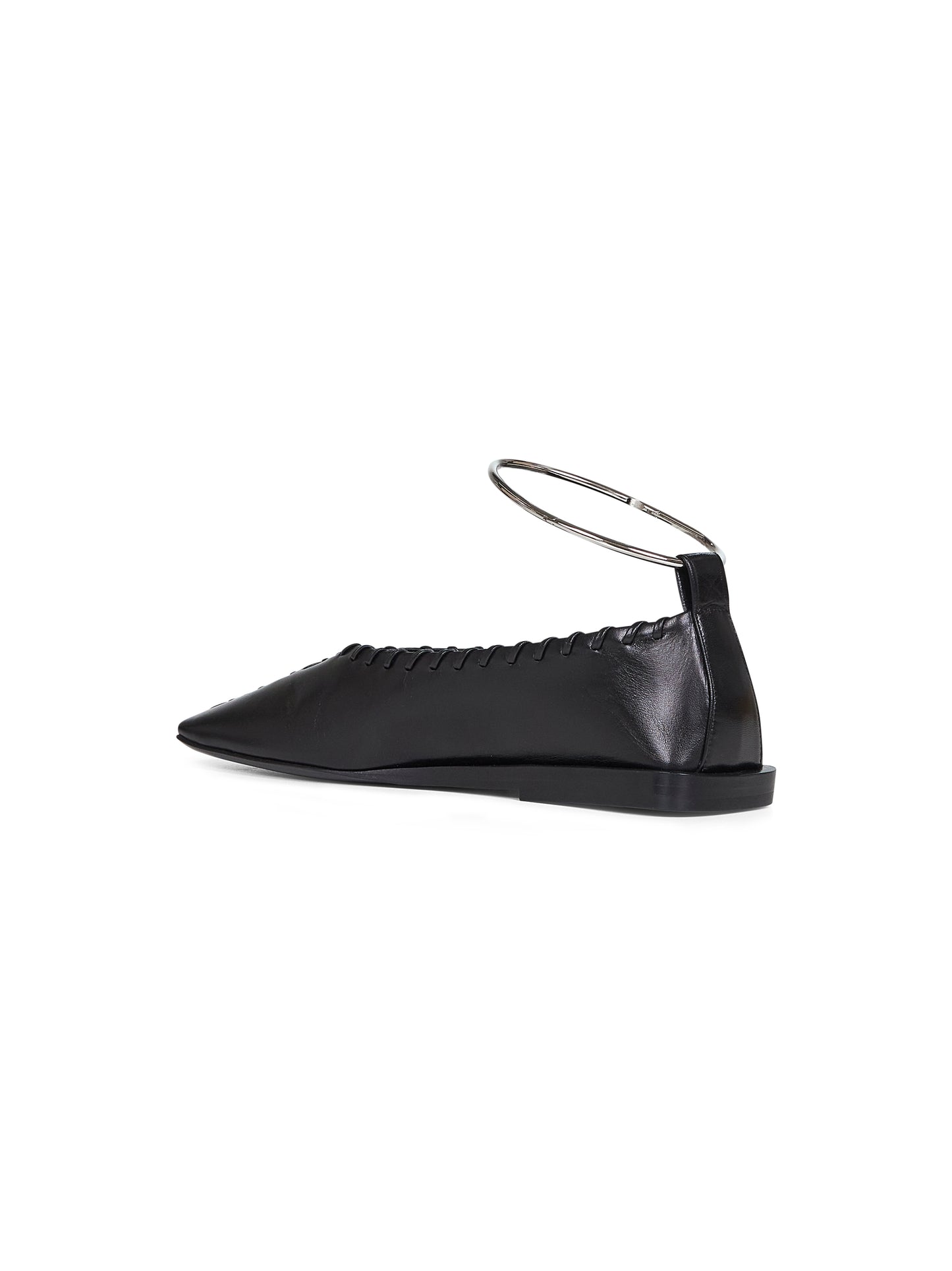 Black nappa leather Ring ballet flats