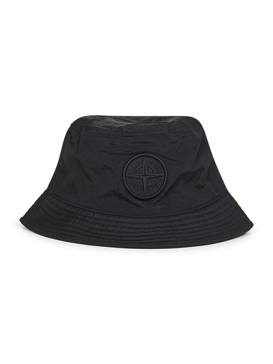 Black nylon bucket hat