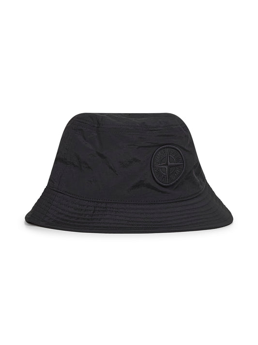 Black nylon bucket hat