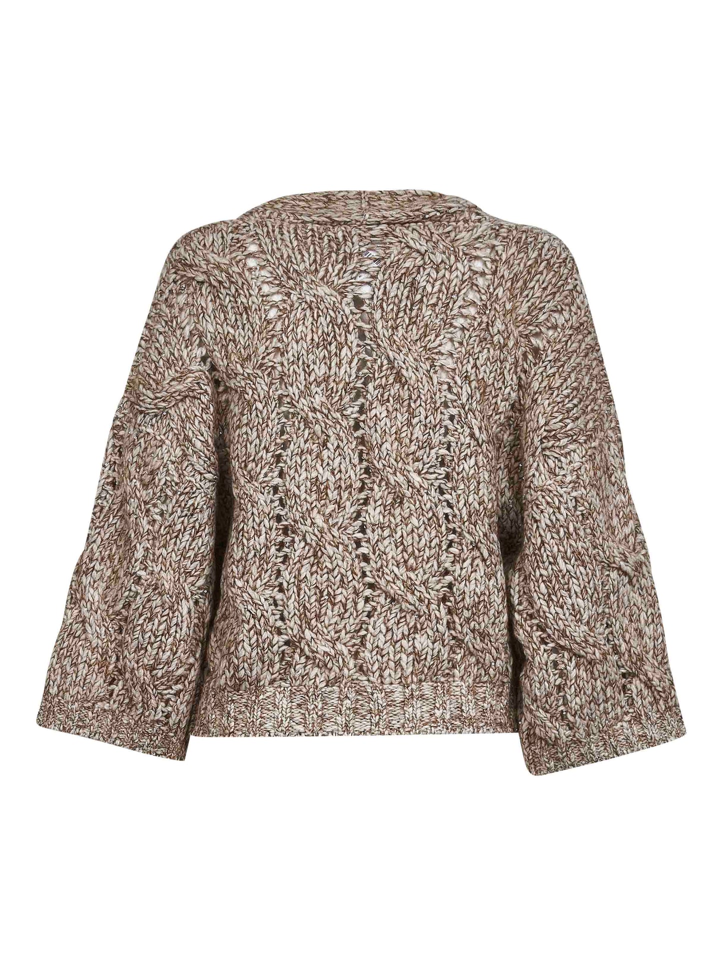 Beige melange cable knit cardigan