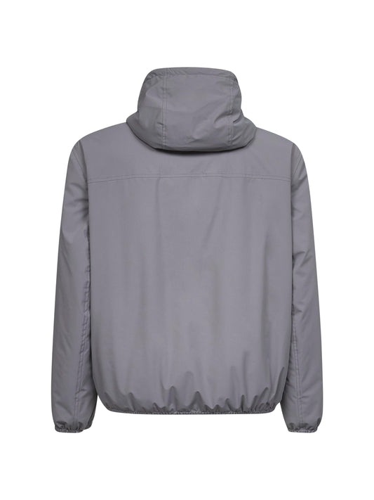 Grey nylon hooded jacket