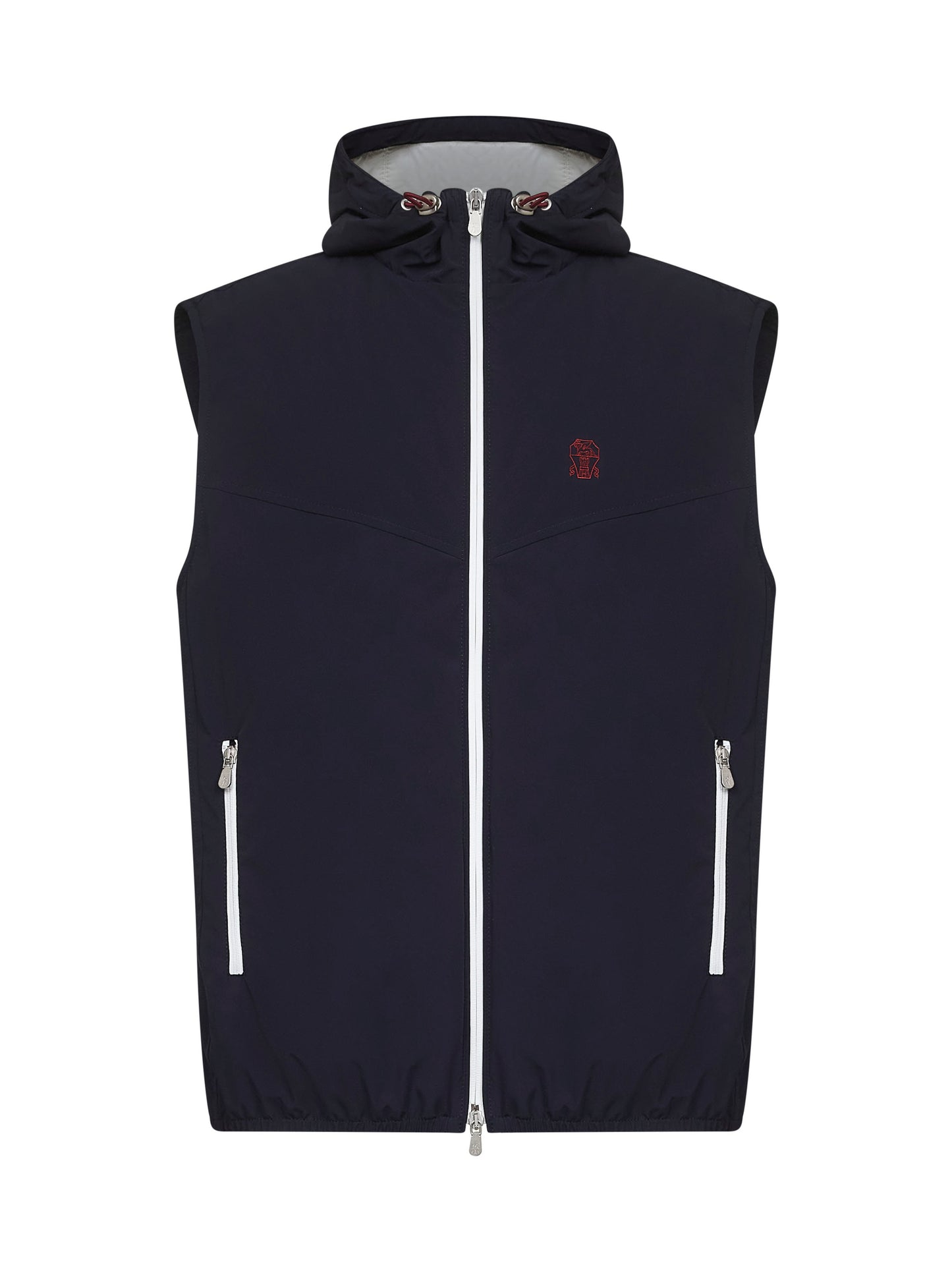 Blue nylon hooded vest