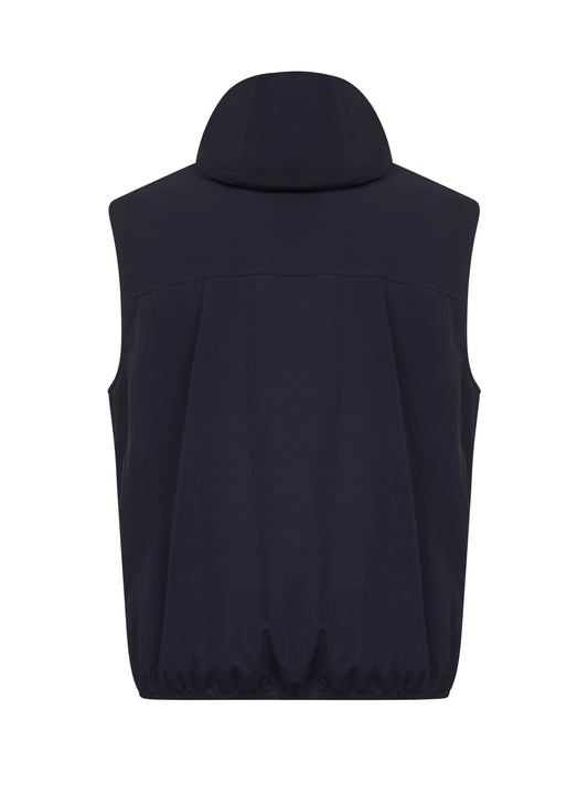 Blue nylon hooded vest