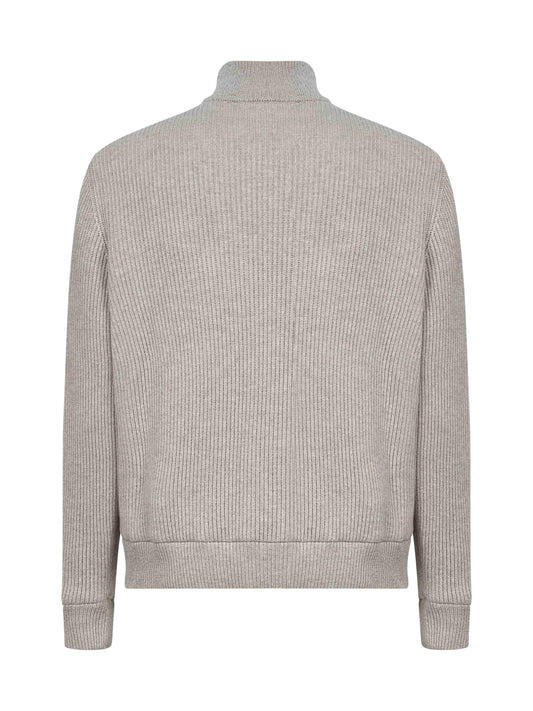 Grey suede and knit bomber jacket