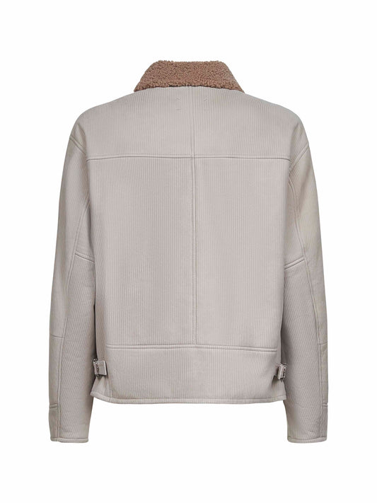 Beige striped suede aviator jacket