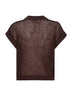Brown Dazzling Mesh V-Neck sweater