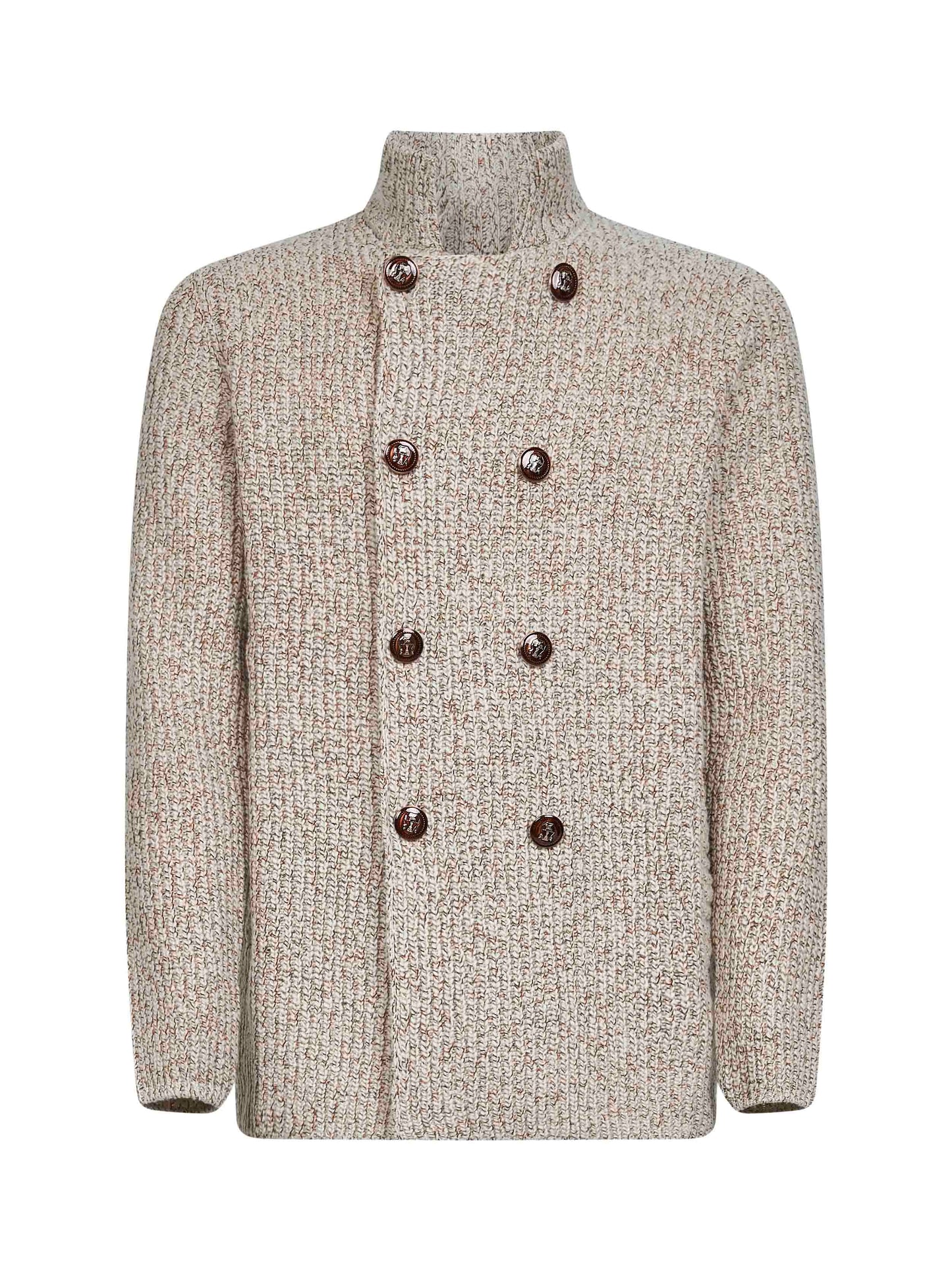 Beige Mouliné knit cardigan