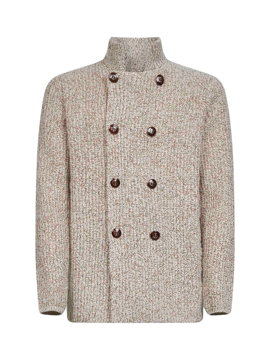 Beige Mouliné knit cardigan