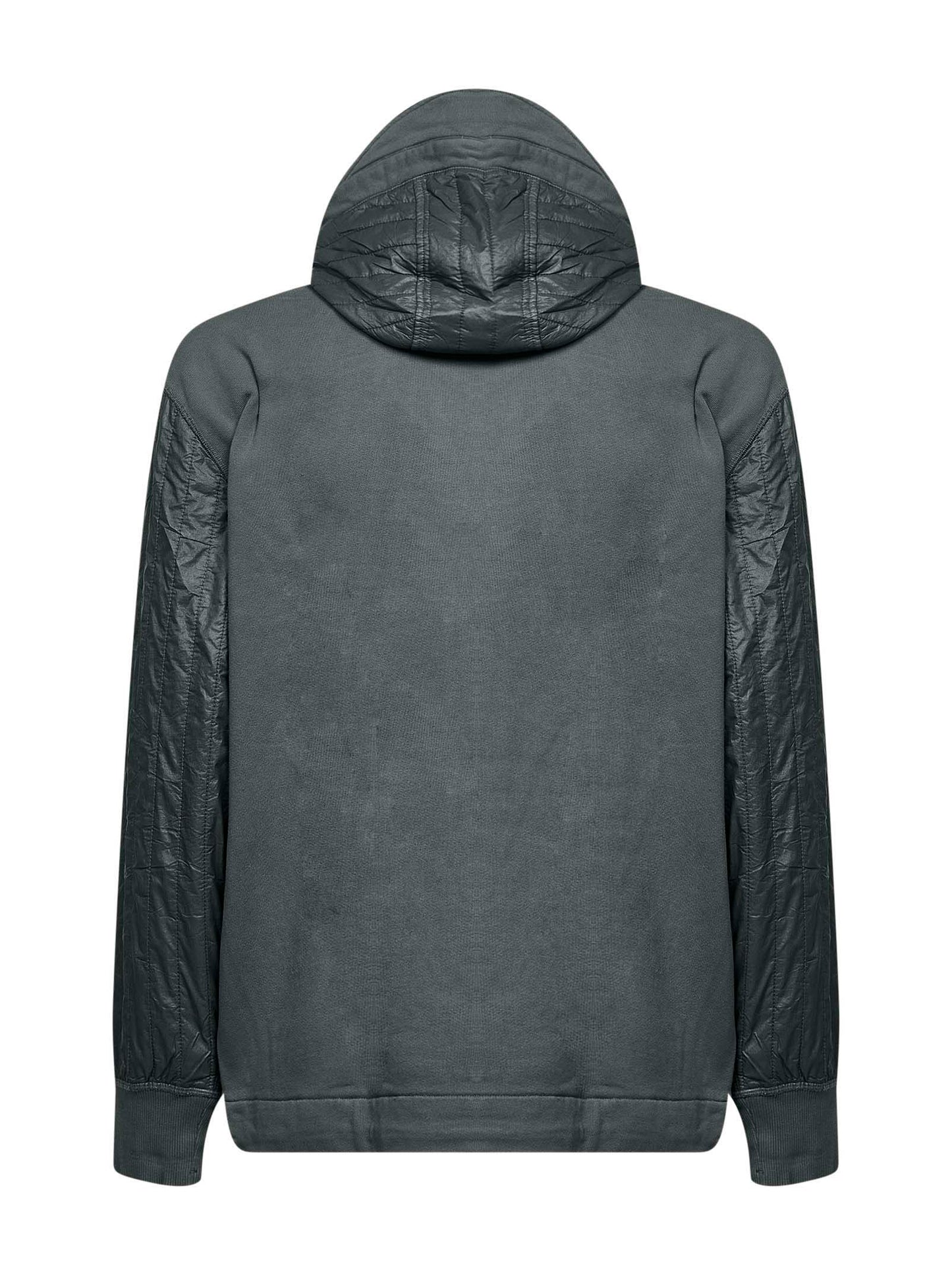 Grey Diagonal Raised Fleece Mixed zip-up hoodie