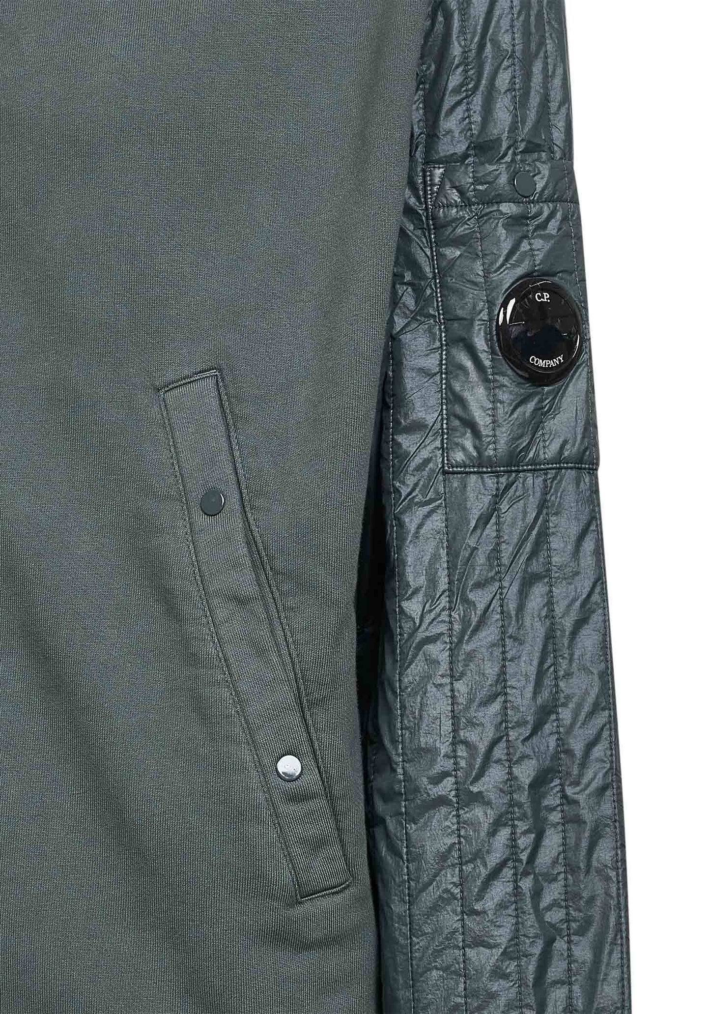 Grey Diagonal Raised Fleece Mixed zip-up hoodie