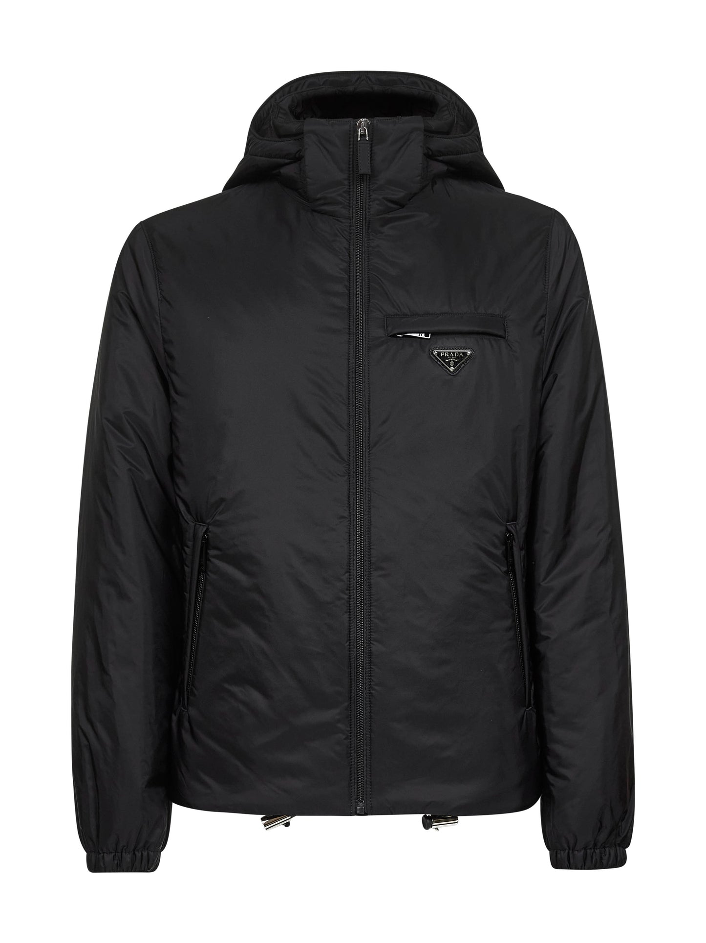 Piumino con cappuccio in Re-Nylon nero