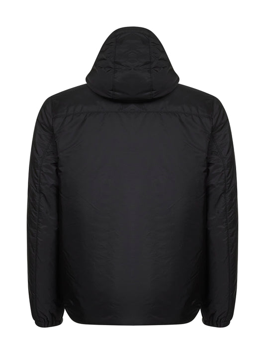Piumino con cappuccio in Re-Nylon nero