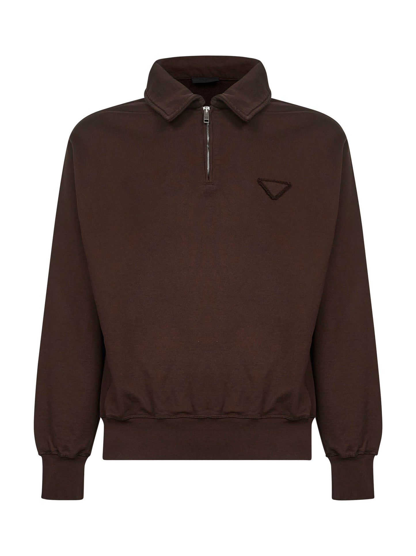 Felpa stile polo in cotone marrone