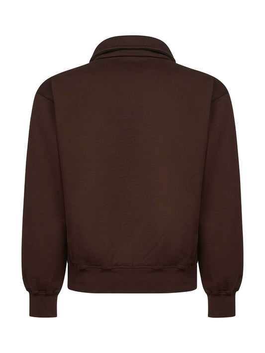 Felpa stile polo in cotone marrone