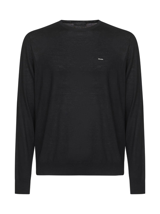 Maglia girocollo in lana nera