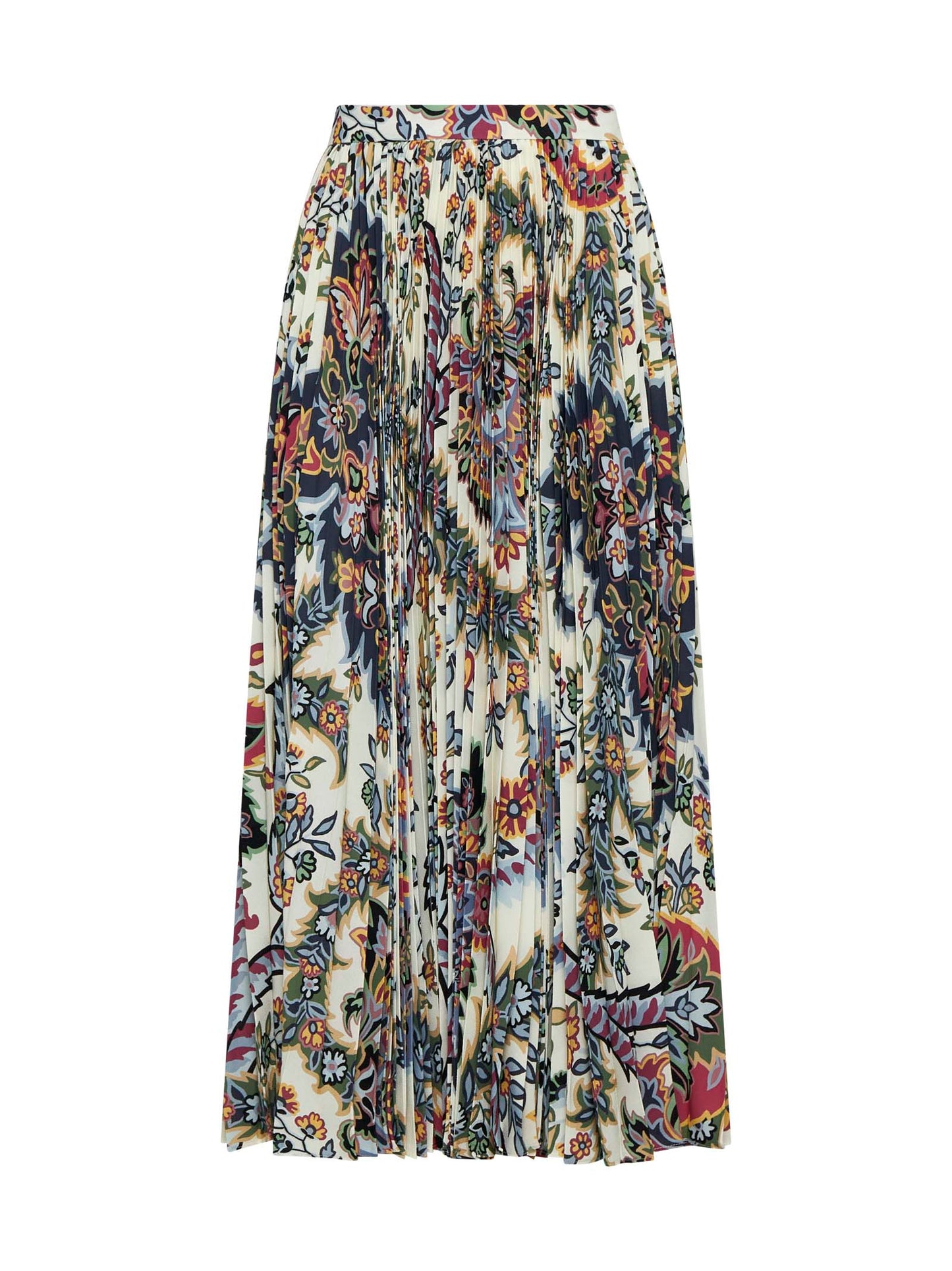 Paisley print pleated midi skirt