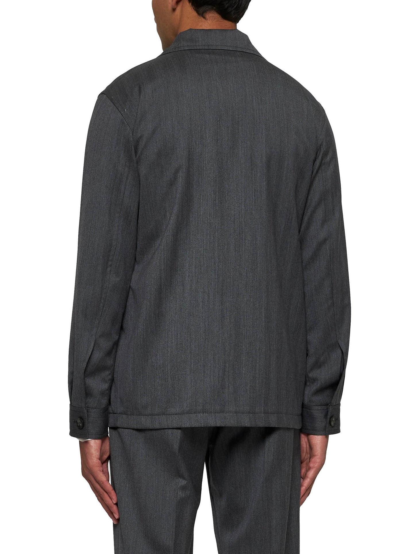 Grey herringbone wool Field Jacket