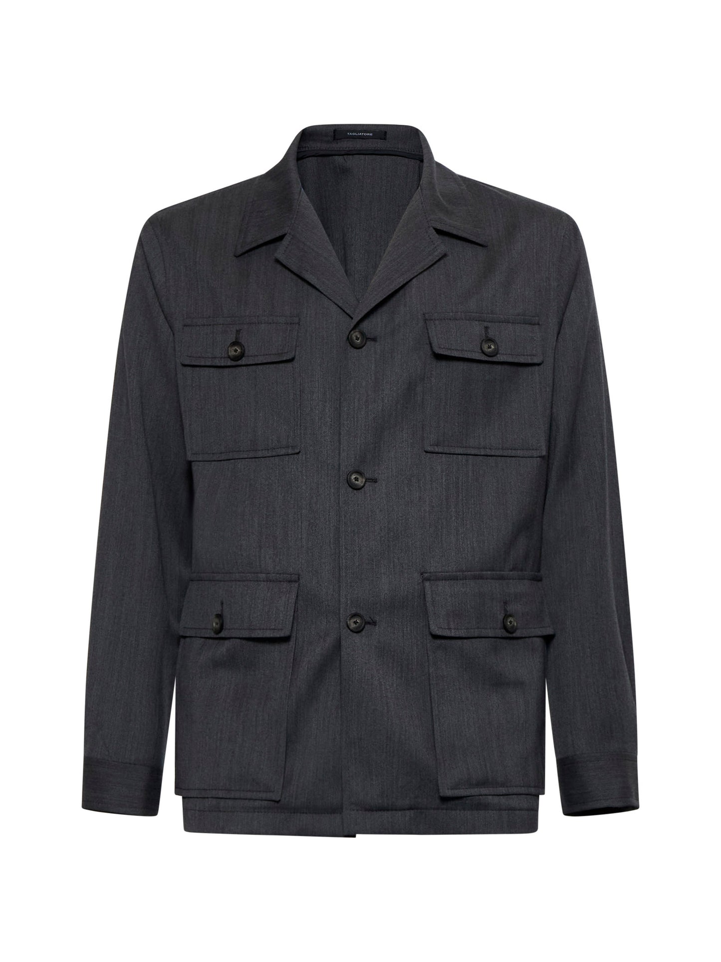Grey herringbone wool Field Jacket