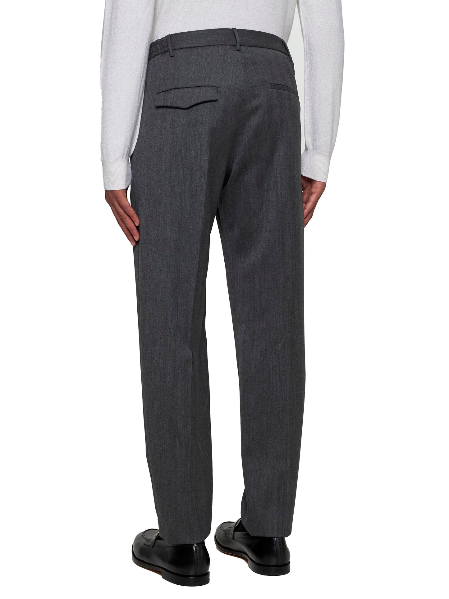 Grey herringbone wool tailored trousers
