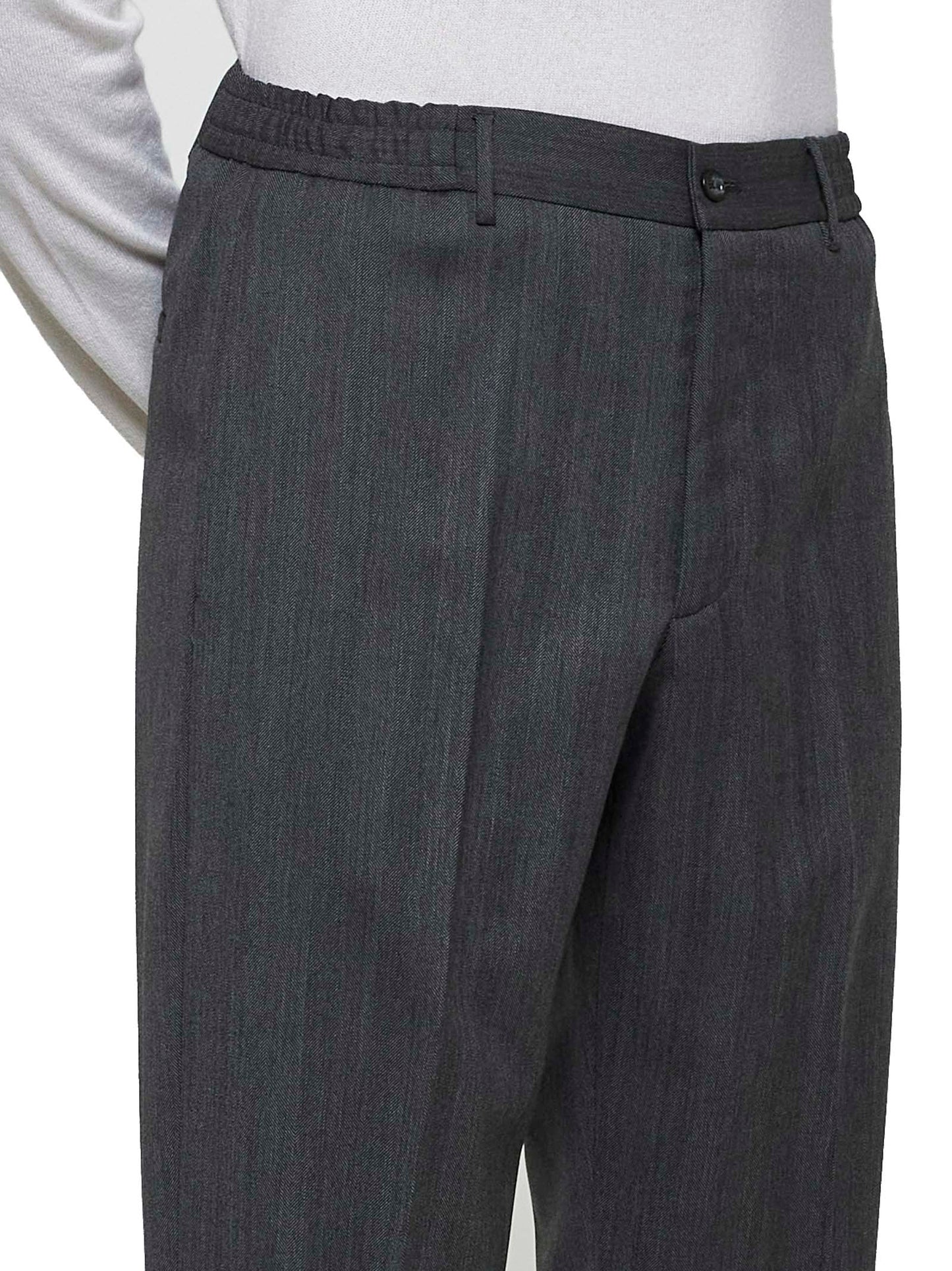 Grey herringbone wool tailored trousers
