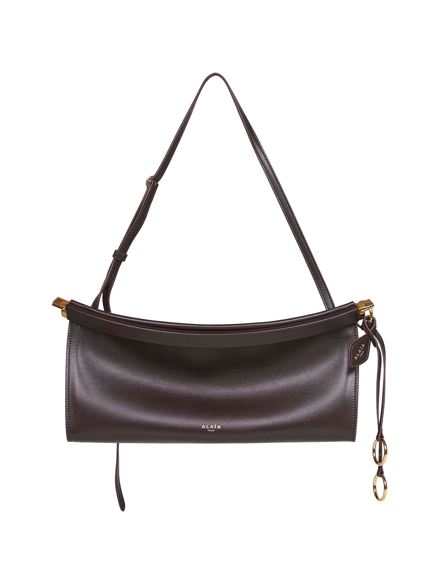 Marron fonce Le Click East West medium shoulder bag<BR/>