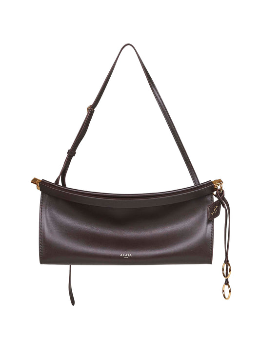 Marron fonce Le Click East West medium shoulder bag<BR/>
