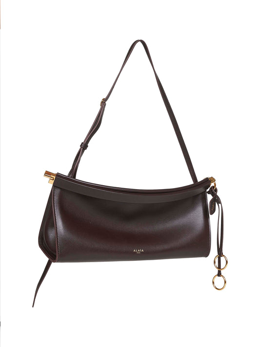 Marron fonce Le Click East West medium shoulder bag<BR/>