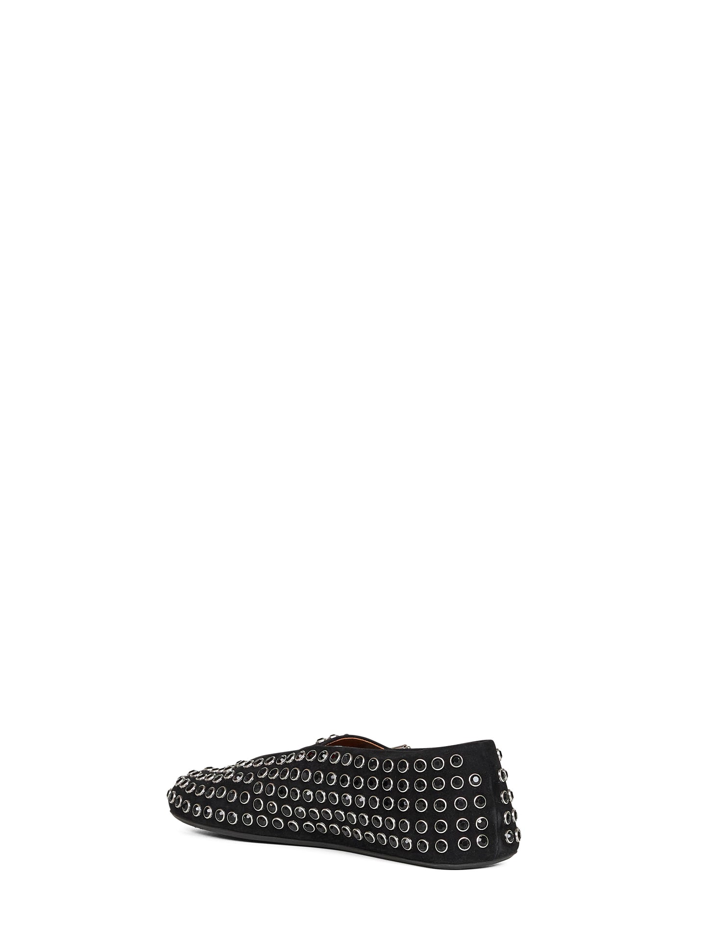 Ballerine flat in pelle scamosciata nera con strass<BR/>