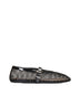 Patent leather-trimmed mesh ballet flats
