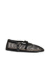 Patent leather-trimmed mesh ballet flats