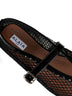 Patent leather-trimmed mesh ballet flats