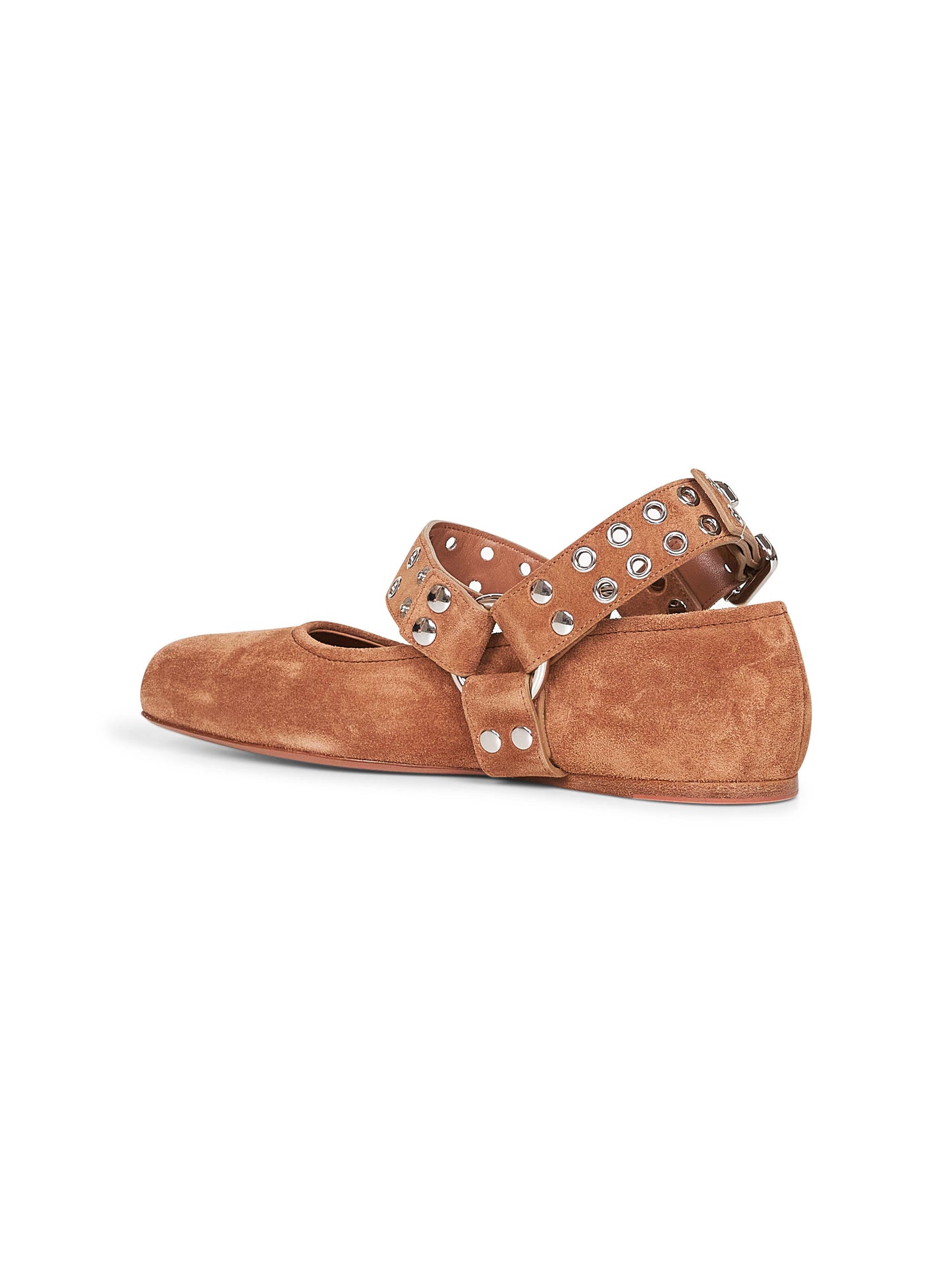 Brown suede Flat Biker ballet flats