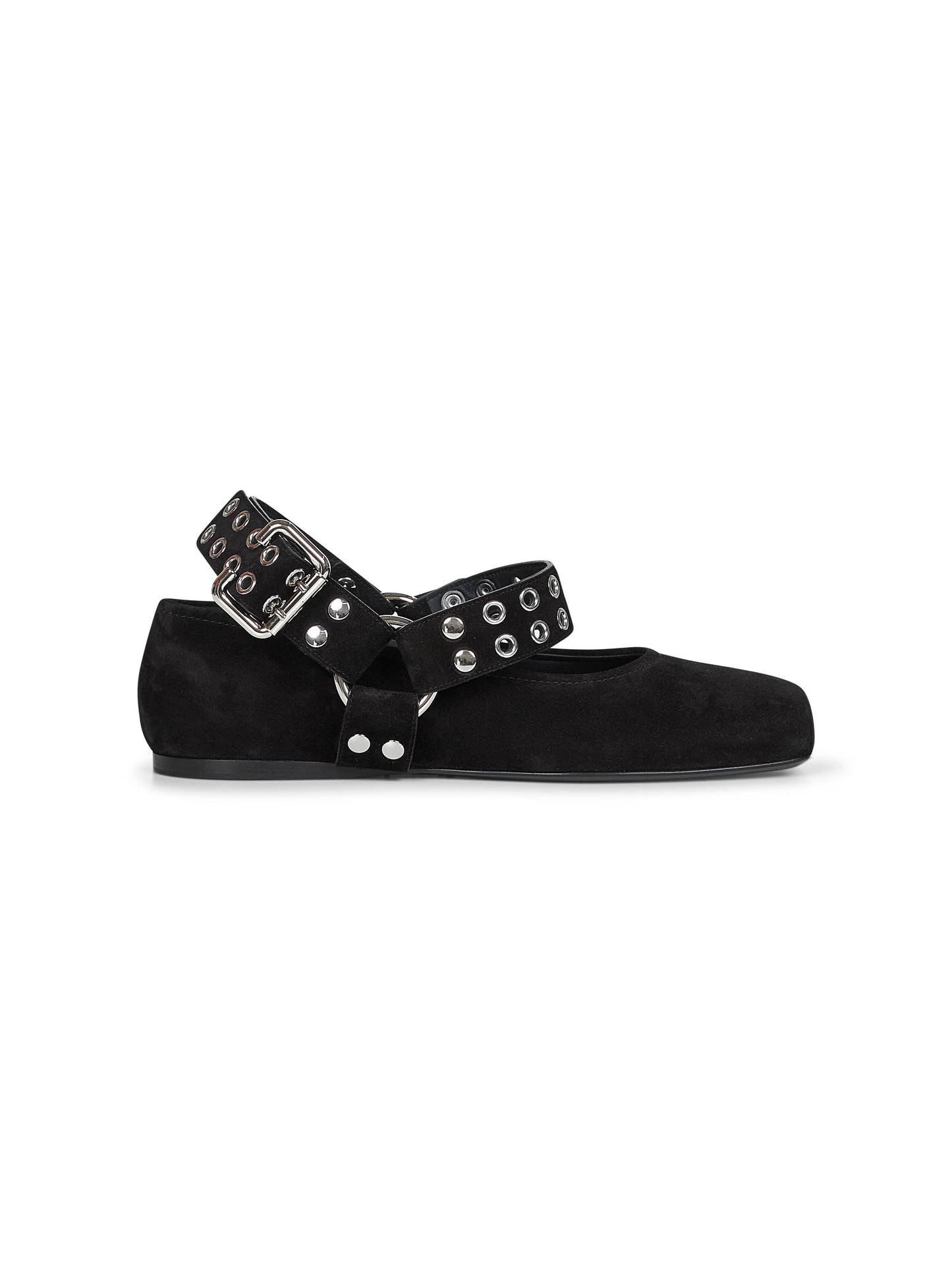 Black suede Flat Biker ballet flats
